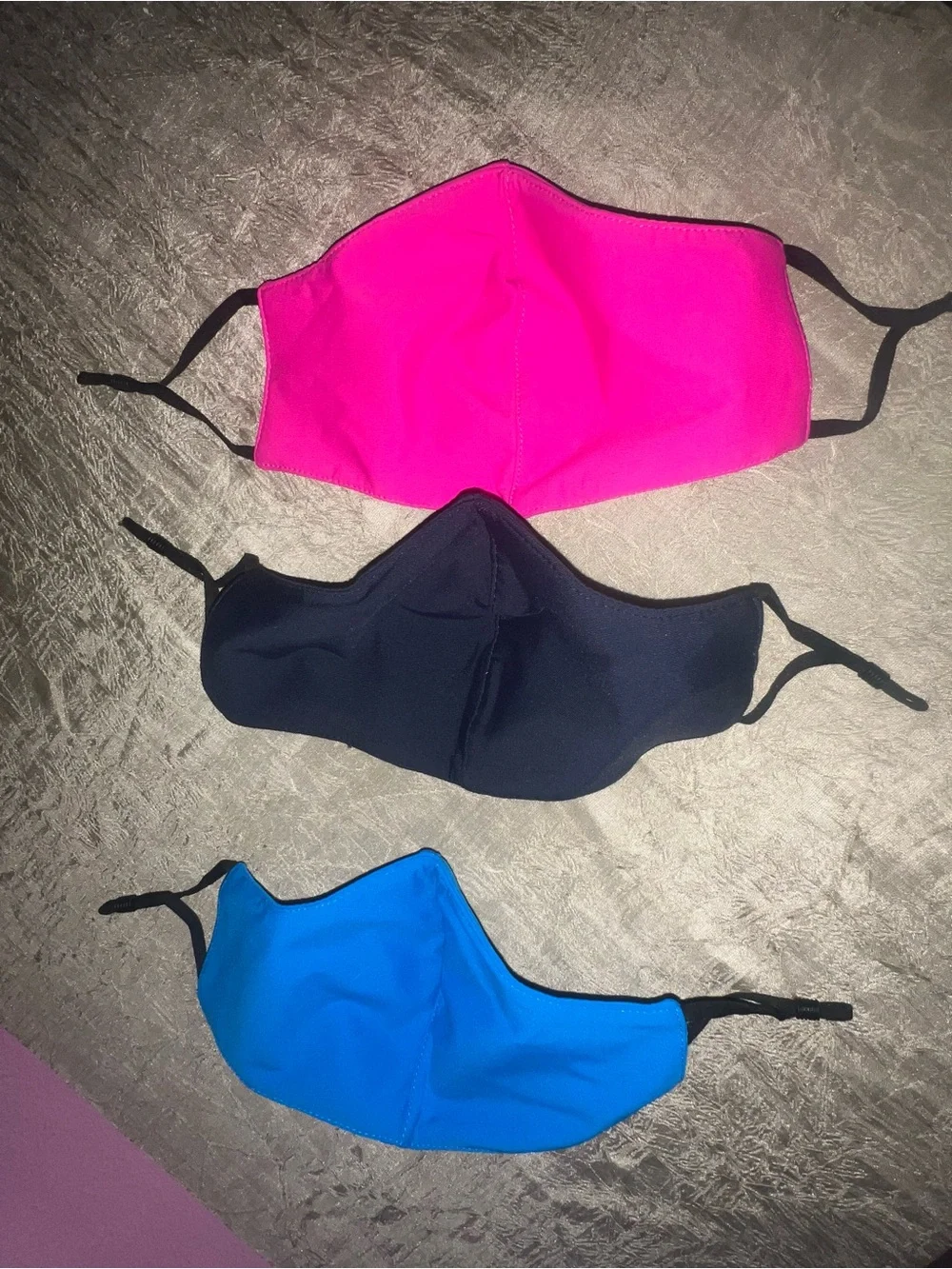 3 Pack Reusable Face Masks Pink Black Blue Adjustable Washable